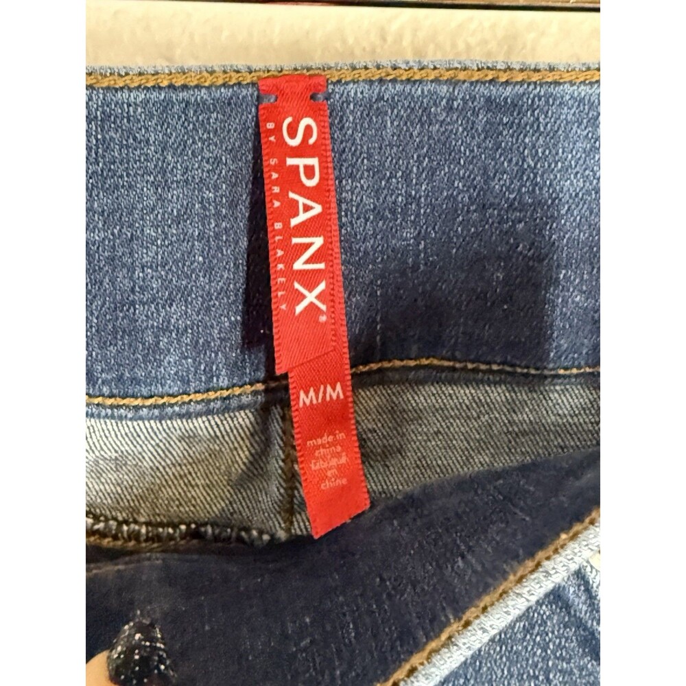 Spanx Pull-on Distressed Skinny Jeans Womens‎ Size M Slimming Stretch Denim - Picture 6 of 12